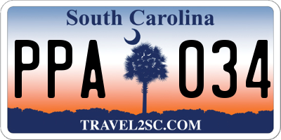 SC license plate PPA034
