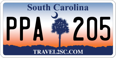 SC license plate PPA205