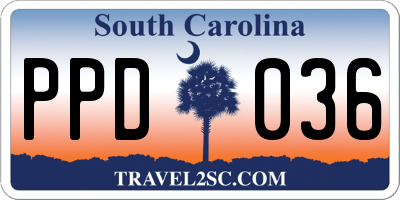SC license plate PPD036