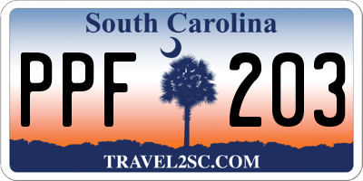 SC license plate PPF203