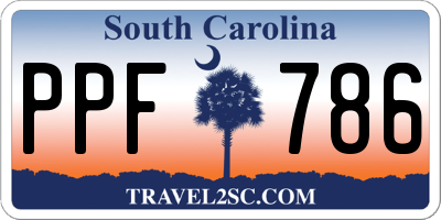 SC license plate PPF786