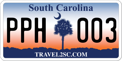 SC license plate PPH003