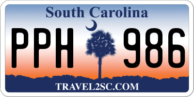 SC license plate PPH986