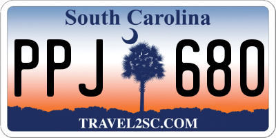 SC license plate PPJ680