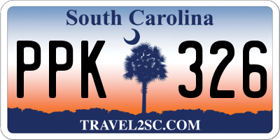 SC license plate PPK326