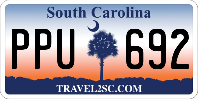 SC license plate PPU692