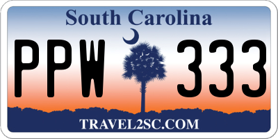 SC license plate PPW333