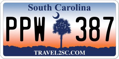 SC license plate PPW387