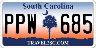 SC license plate PPW685