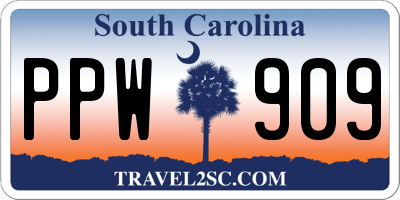 SC license plate PPW909