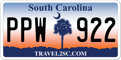 SC license plate PPW922
