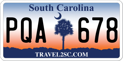 SC license plate PQA678