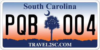 SC license plate PQB004