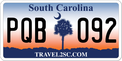 SC license plate PQB092