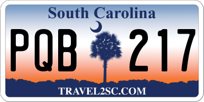 SC license plate PQB217