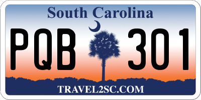 SC license plate PQB301