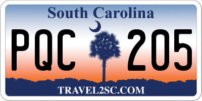 SC license plate PQC205