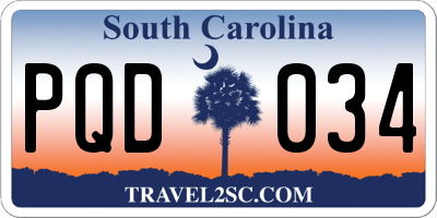 SC license plate PQD034
