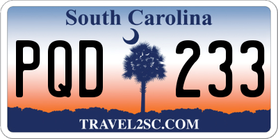 SC license plate PQD233