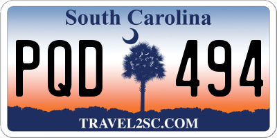 SC license plate PQD494