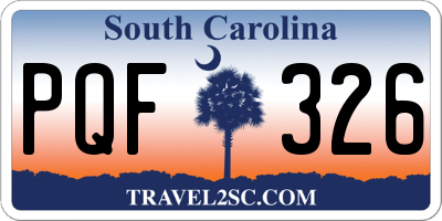 SC license plate PQF326