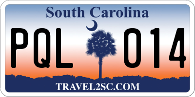 SC license plate PQL014