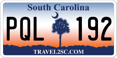 SC license plate PQL192