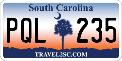 SC license plate PQL235