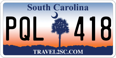 SC license plate PQL418