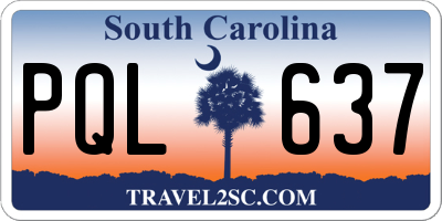 SC license plate PQL637