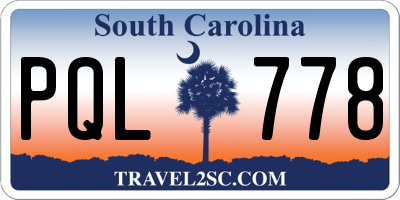 SC license plate PQL778