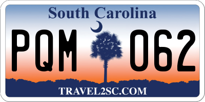 SC license plate PQM062