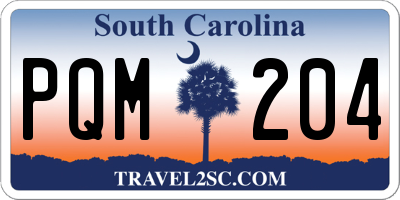 SC license plate PQM204