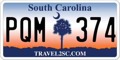 SC license plate PQM374