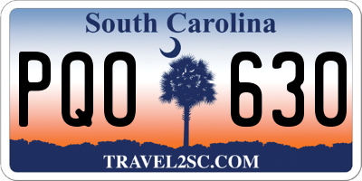 SC license plate PQO630