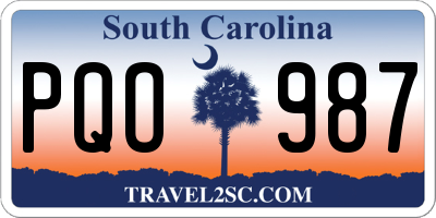 SC license plate PQO987