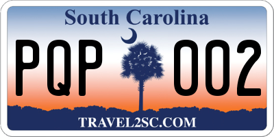 SC license plate PQP002