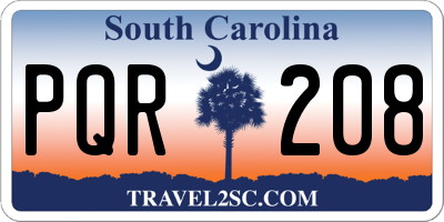 SC license plate PQR208
