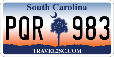 SC license plate PQR983