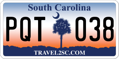 SC license plate PQT038