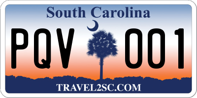 SC license plate PQV001