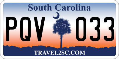 SC license plate PQV033