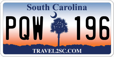 SC license plate PQW196