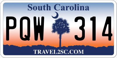 SC license plate PQW314