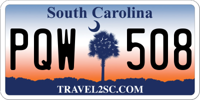 SC license plate PQW508