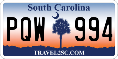SC license plate PQW994