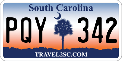 SC license plate PQY342