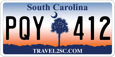 SC license plate PQY412
