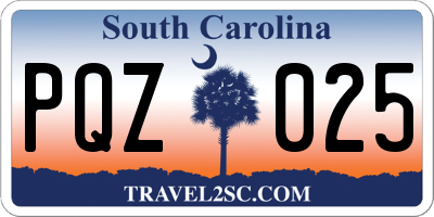 SC license plate PQZ025