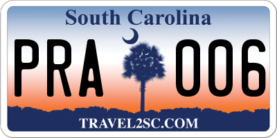 SC license plate PRA006